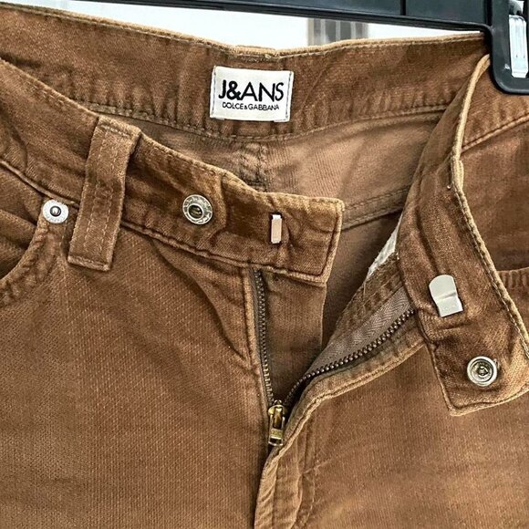 90s vintage Dolce & Gabbana D&G Italy Womens Brown Cropped Cotton Pants 30/44 - Picture 4 of 7